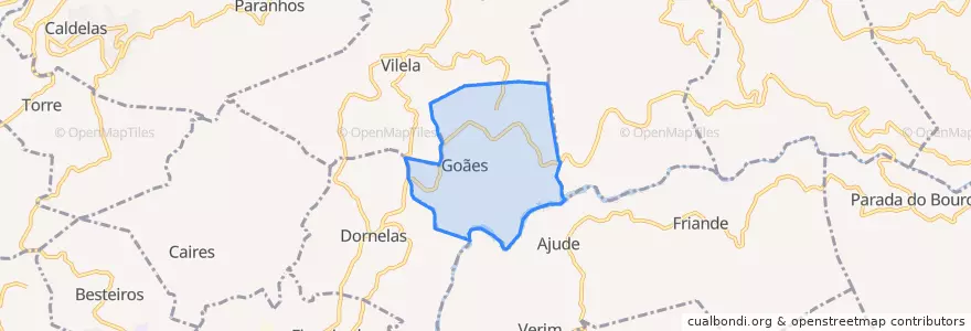 Mapa de ubicacion de Goães.
