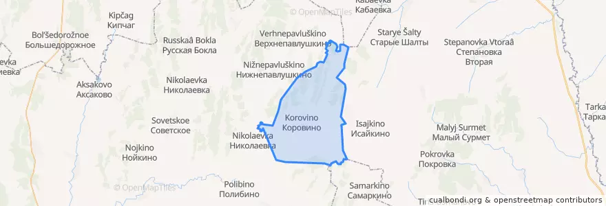 Mapa de ubicacion de Коровинский сельсовет.