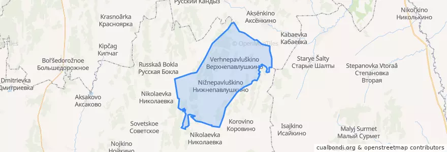 Mapa de ubicacion de Нижнепавлушкинский сельсовет.