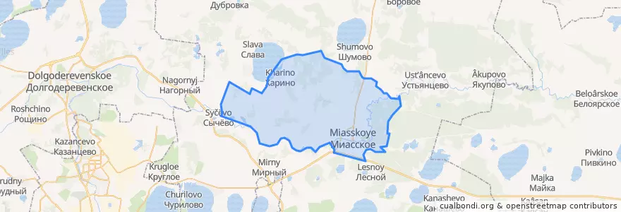Mapa de ubicacion de Миасское сельское поселение.