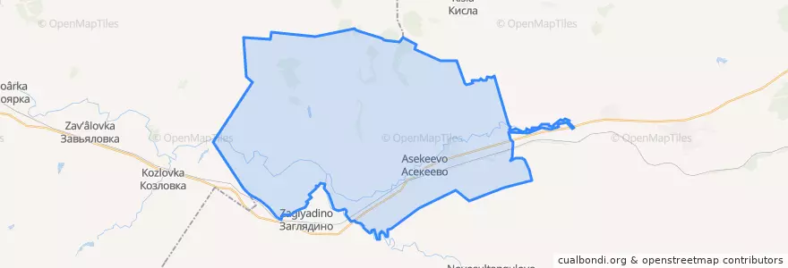 Mapa de ubicacion de Асекеевский сельсовет.