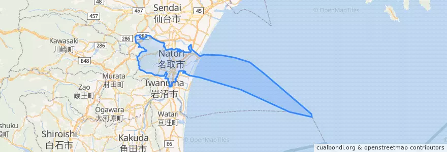 Mapa de ubicacion de 名取市.