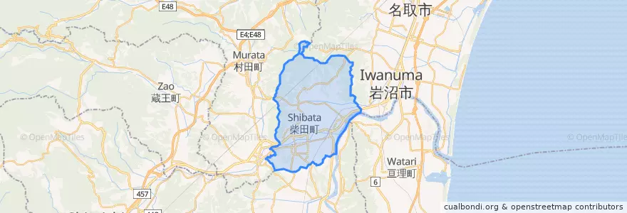 Mapa de ubicacion de 柴田町.