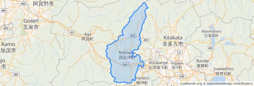 Mapa de ubicacion de 西会津町.