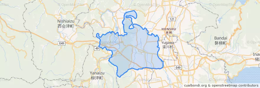 Mapa de ubicacion de 会津坂下町.