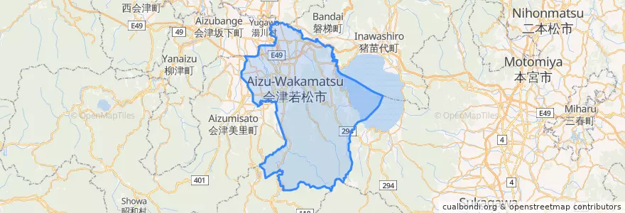 Mapa de ubicacion de 会津若松市.