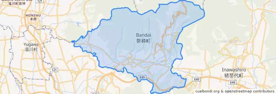 Mapa de ubicacion de 磐梯町.