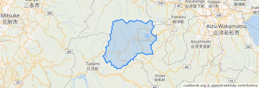 Mapa de ubicacion de 金山町.