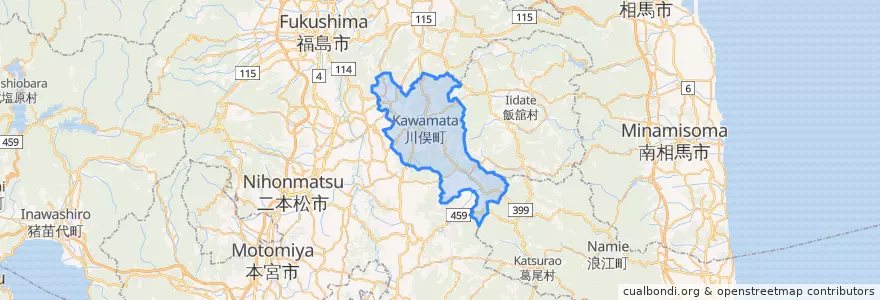Mapa de ubicacion de 川俣町.