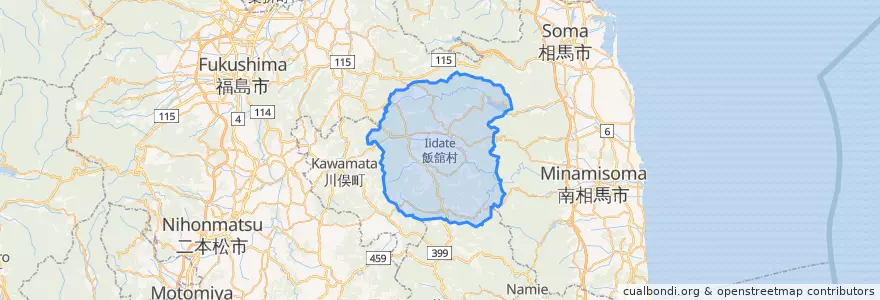 Mapa de ubicacion de 飯舘村.