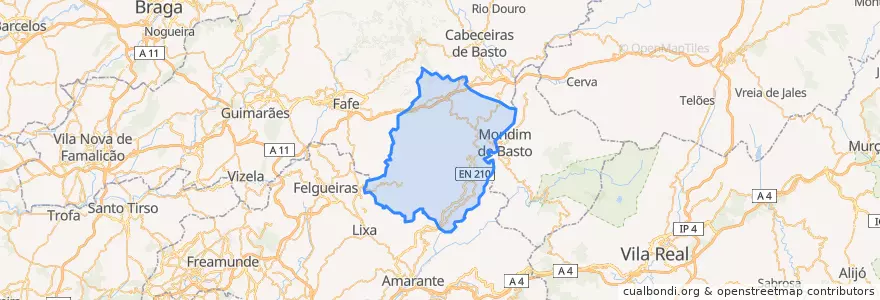 Mapa de ubicacion de Celorico de Basto.