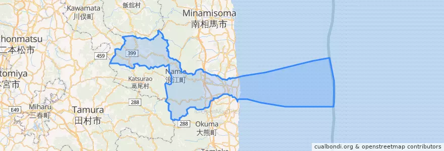 Mapa de ubicacion de 浪江町.