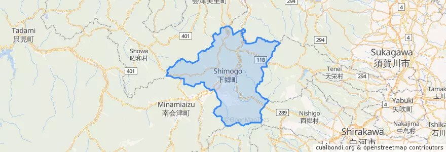 Mapa de ubicacion de 下郷町.