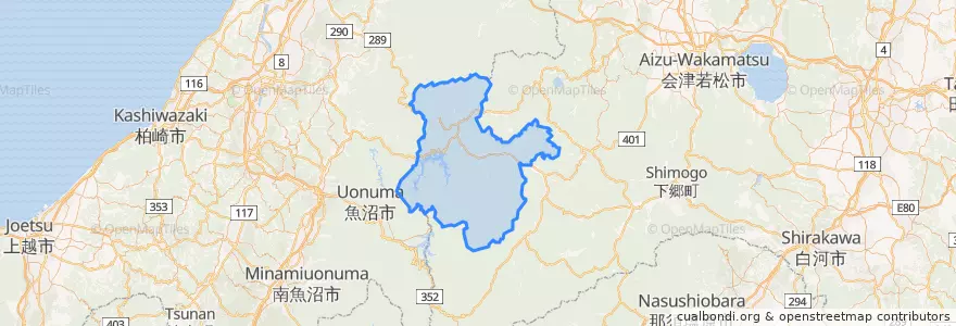 Mapa de ubicacion de 只見町.