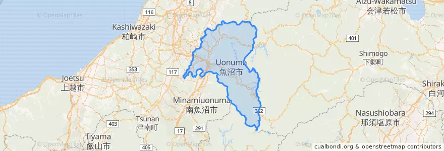 Mapa de ubicacion de 魚沼市.