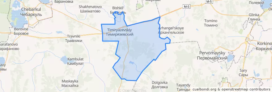 Mapa de ubicacion de Тимирязевское сельское поселение.