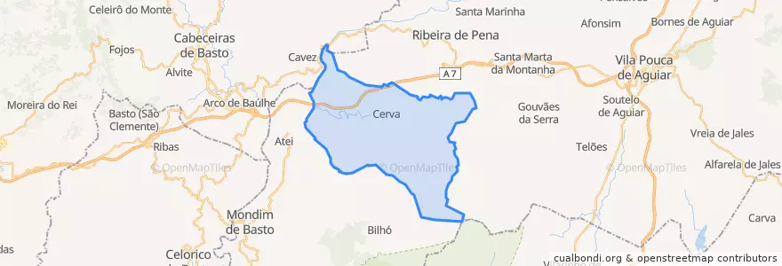 Mapa de ubicacion de Cerva e Limões.