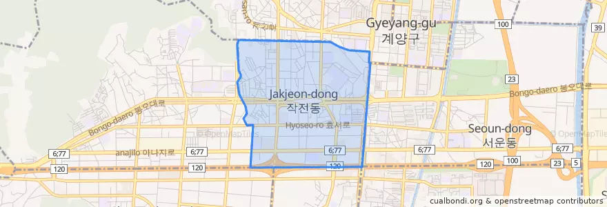 Mapa de ubicacion de 작전동.