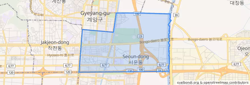 Mapa de ubicacion de 작전서운동.