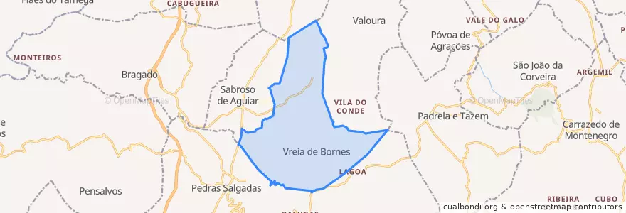 Mapa de ubicacion de Vreia de Bornes.