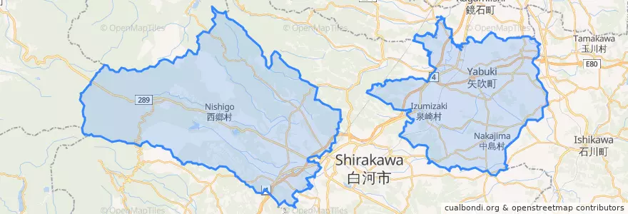 Mapa de ubicacion de Nishishirakawa County.