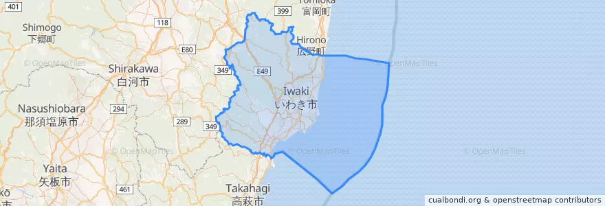 Mapa de ubicacion de Iwaki.