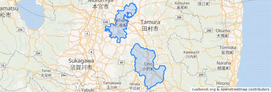 Mapa de ubicacion de 田村郡.