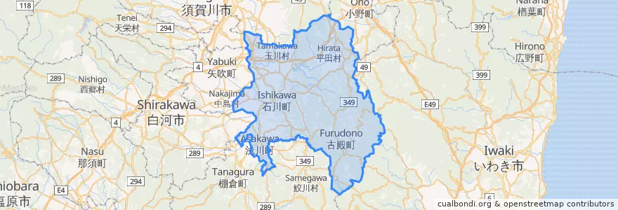 Mapa de ubicacion de 石川郡.