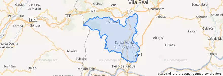 Mapa de ubicacion de Santa Marta de Penaguião.
