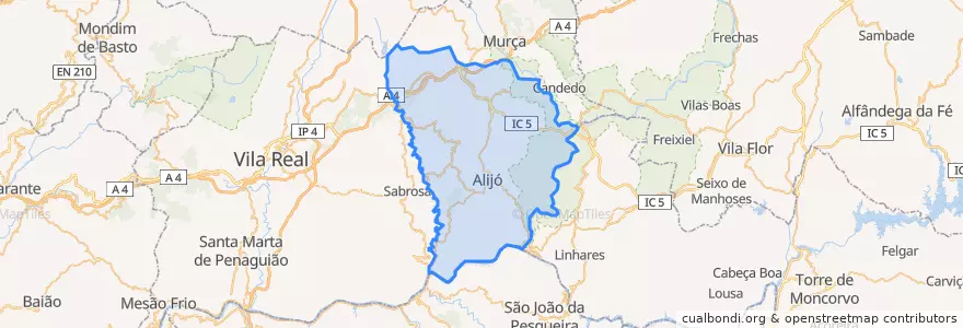 Mapa de ubicacion de Alijó.