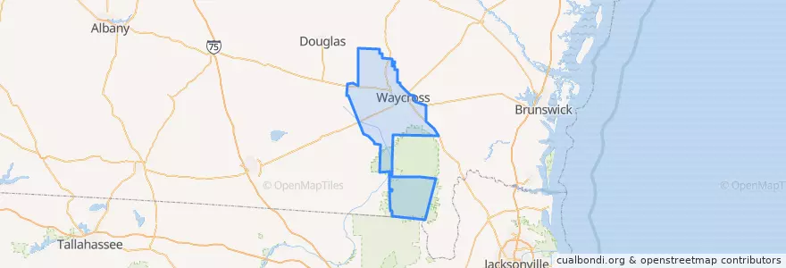 Mapa de ubicacion de Ware County.