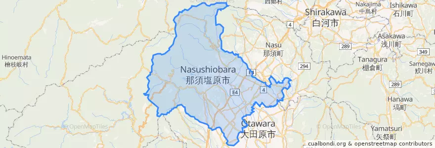 Mapa de ubicacion de 那須塩原市.