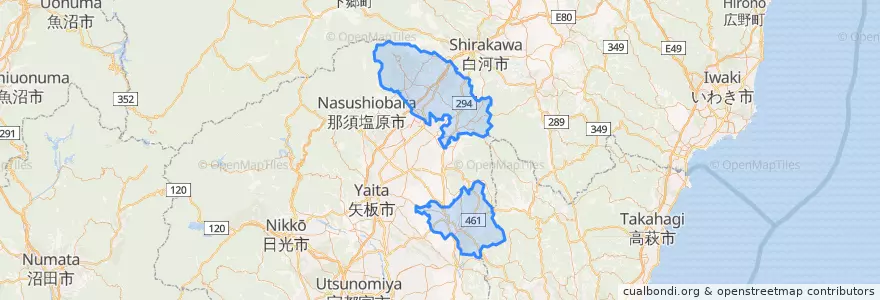Mapa de ubicacion de 那須郡.