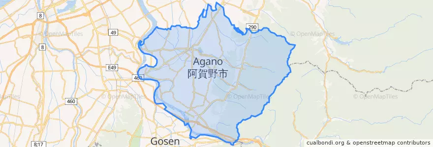 Mapa de ubicacion de 阿賀野市.