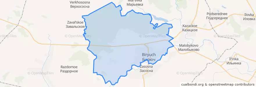 Mapa de ubicacion de городское поселение Бирюч.