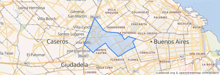 Mapa de ubicacion de Comuna 11.