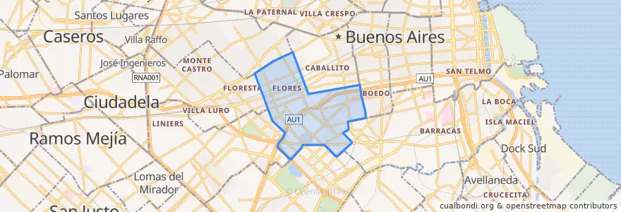 Mapa de ubicacion de Comuna 7.