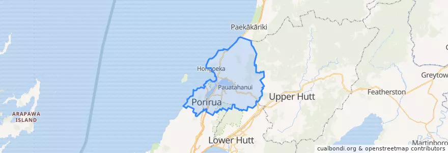 Mapa de ubicacion de Porirua City.