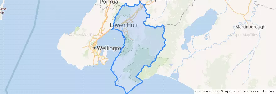 Mapa de ubicacion de Lower Hutt City.