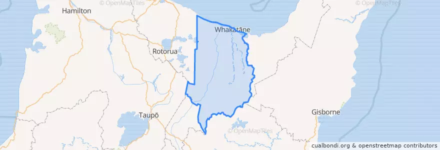 Mapa de ubicacion de Whakatane District.