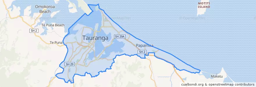 Mapa de ubicacion de Tauranga City.