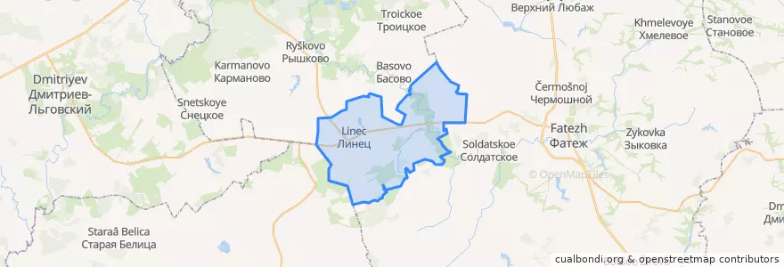 Mapa de ubicacion de Линецкий сельсовет.