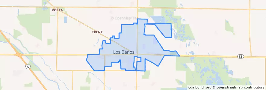Mapa de ubicacion de Los Banos.