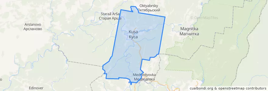 Mapa de ubicacion de Кусинское городское поселение.