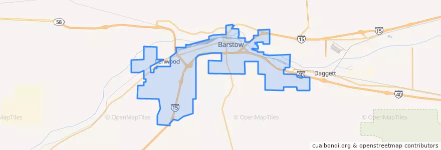 Mapa de ubicacion de Barstow.