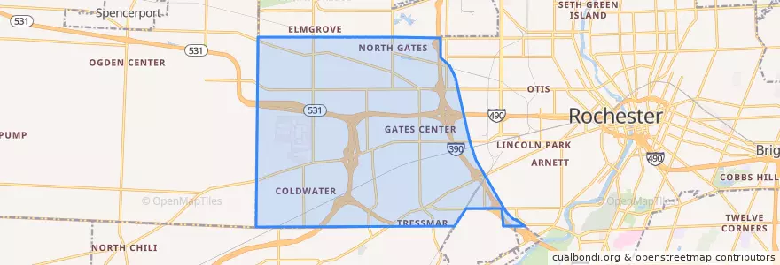 Mapa de ubicacion de Gates Town.