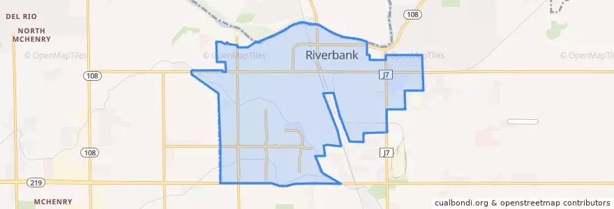 Mapa de ubicacion de Riverbank.
