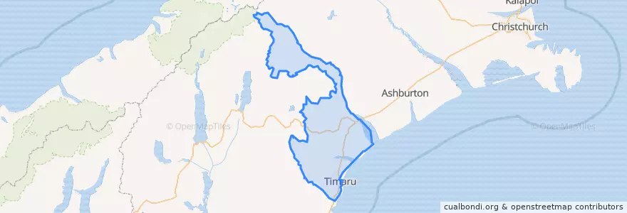 Mapa de ubicacion de Timaru District.