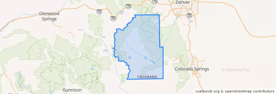 Mapa de ubicacion de Park County.