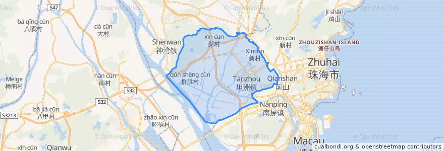 Mapa de ubicacion de 坦洲镇.